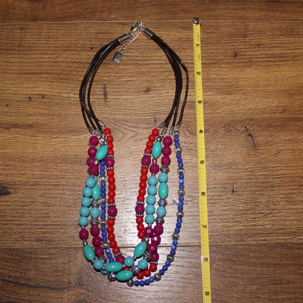 Vibrant Multicolor Beaded Statement Necklace By C… - image 4